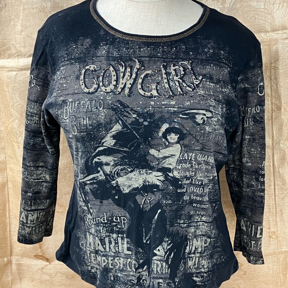 Cowgirl Graphic 3/4 Sleeve Top